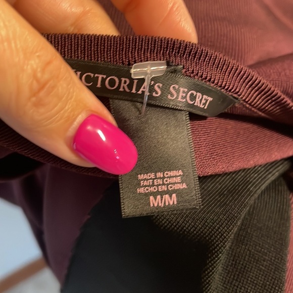 Victoria Secret midweight bodycon mini dress / faux leather / lace accents Med - Picture 9 of 13